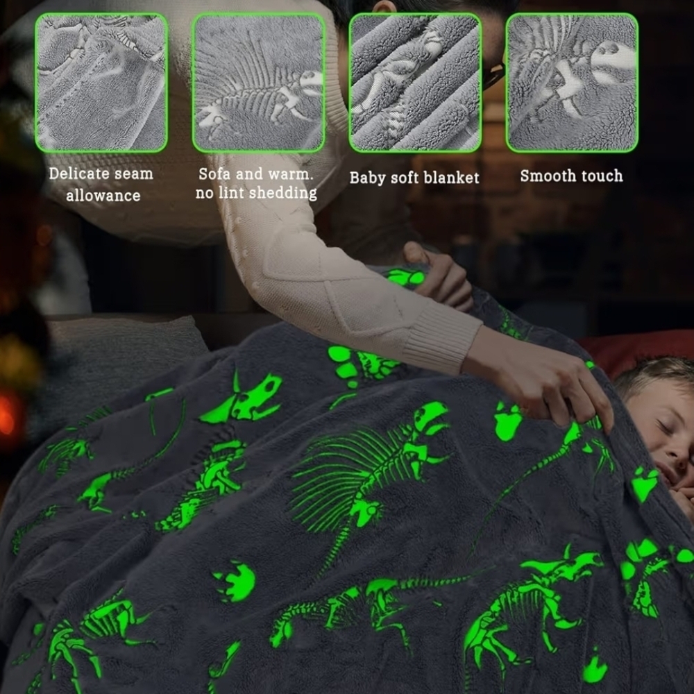 Gray Dinosaur Skeleton Blanket - Picture 5 of 9